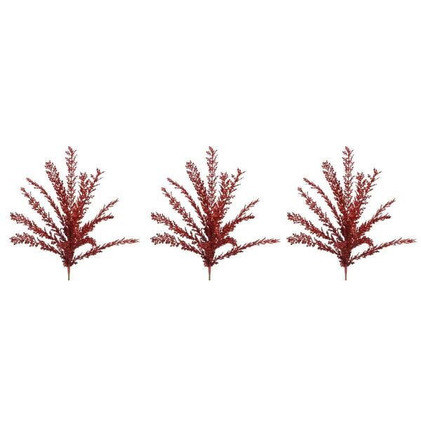 Adlmired By Nature 23 in. Glitter Filigree Leaf Spray Christmas Decor, Red - Set of 3 GXL7706-RED-3